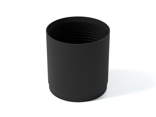 CAD illustration of the Premium telescope dew shield with internal light-control baffles in Black.