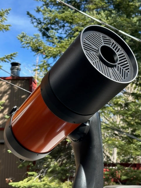 Close detail of a StargazeWorks telescope accessory fit