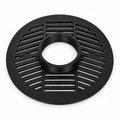 Black Bahtinov focusing mask, photographed with its real printed surface and focusing slots visible.
