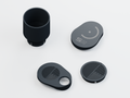Base accessory kit for Seestar S30 Pro with plain telephoto dew shield, two Bahtinov masks and dust cap; CAD product render